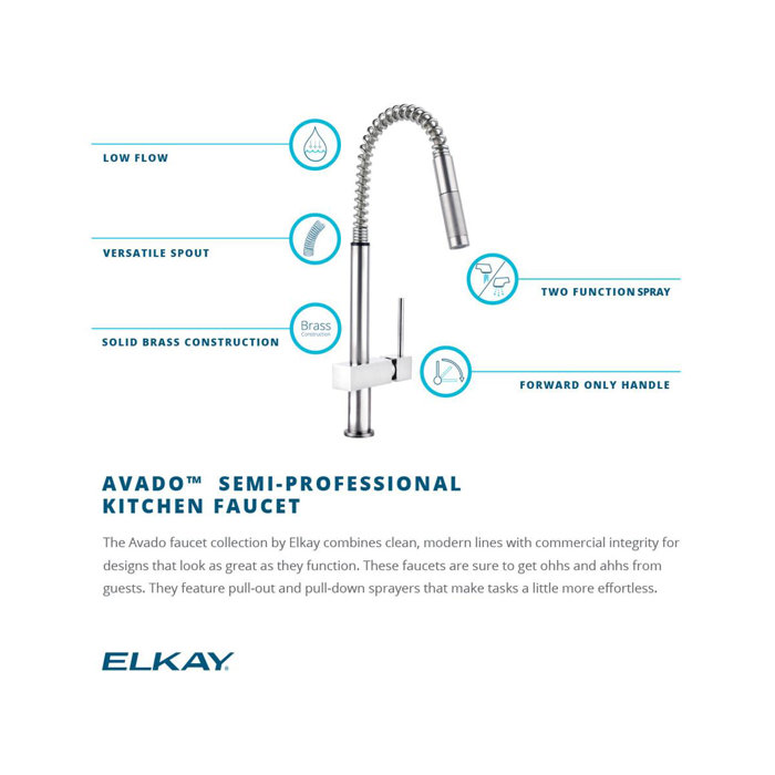 Elkay Avado Pull Down Kitchen Faucet & Reviews Wayfair
